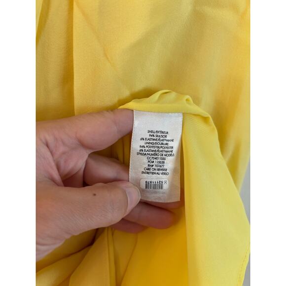Alice + Olivia Fierra Racerback Yellow Slip Mini Dress Size Medium Silk Blend - Picture 6 of 7